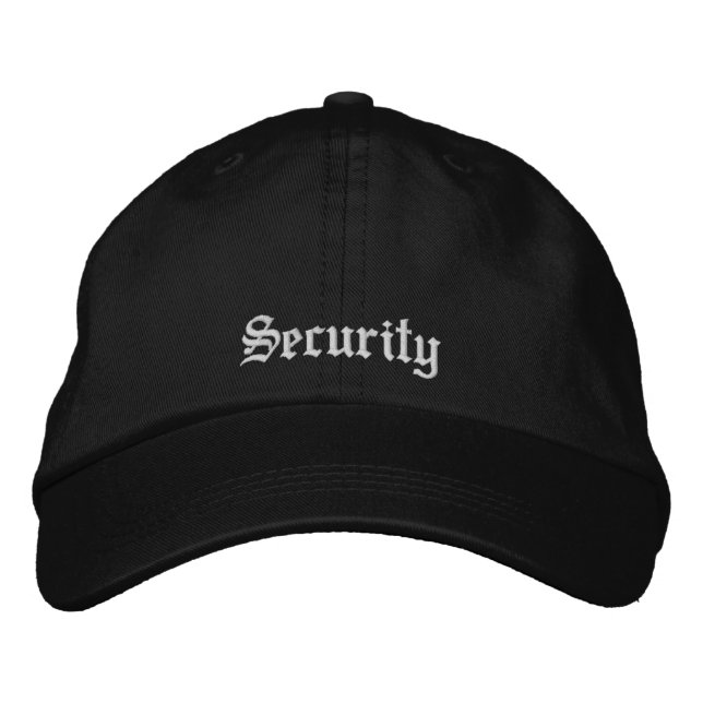 Black White Security Personalised Work Business  Embroidered Hat (Front)