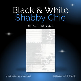 Black & White Shabby Chic Botanical 3M Post-it Notes