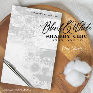 Black & White Shabby Chic Design Stationery