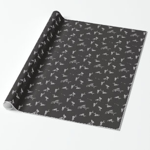 Black White Shark Fish Bone Gift Wrapping Paper