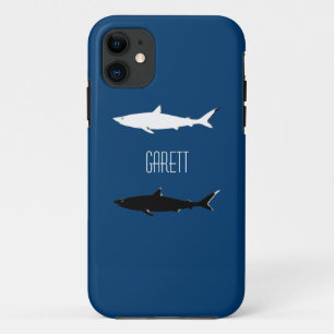 black white sharks personalised iPhone 11 case