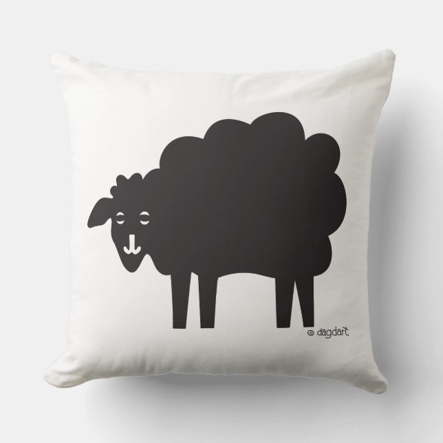 Black & White Sheep Throw Pillow (Front)