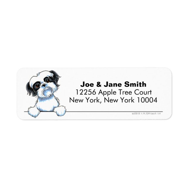 Black White Shih Tzu Clean & Simple Return Address Label (Front)