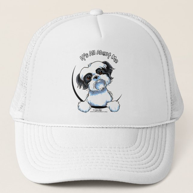 Black/White Shih Tzu IAAM Trucker Hat (Front)