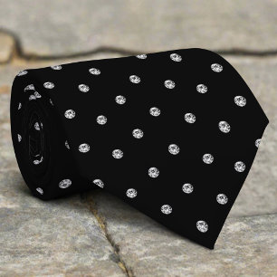 Black White Shiny Glitter Diamond Look Tie