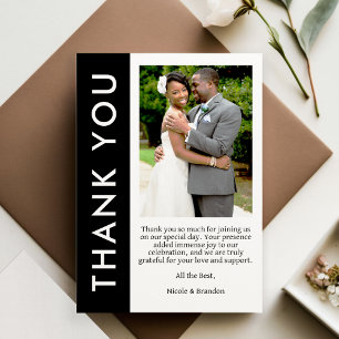 Black & White Side Stripe Photo Wedding Thank You Card