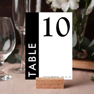 Black & White Side Stripe Wedding Reception Table Number