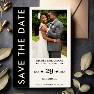 Black & White Side Stripe Wedding Save The Date