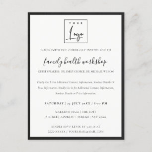 BLACK &  WHITE SILK YOUR LOGO WORKSHOP GALA EVENT  POSTCARD