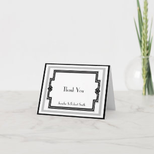 Black White Silver Art Deco Anniversary Thank You Card