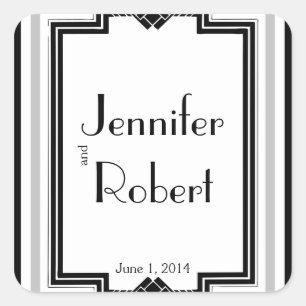 Black White Silver Art Deco Frame Envelope Seal