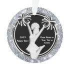 Black, White, Silver Custom Cheerleader Ornaments