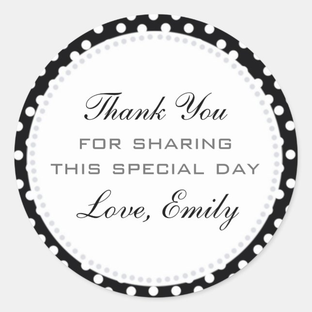 Black White Silver Gift Favour Sticker Label (Front)
