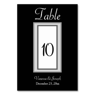 Black White Silver Grey Wedding Table No. Cards