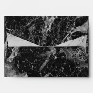 Black White & Silver Marble Modern Glam Trendy Envelope