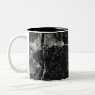 Black White & Silver Marble Modern Glam Two-Tone Coffee Mug
