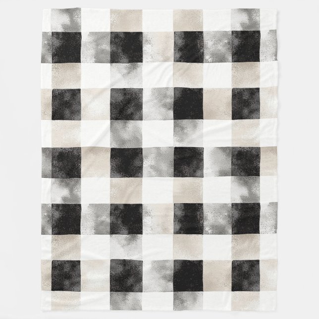Black White Silver Rustic Christmas Fleece Blanket (Front)