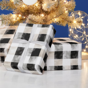 Black White Silver Rustic Christmas Wrapping Paper