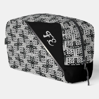 Black White + Silver square Pattern Monogram Bags