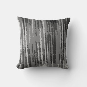 Black White Silver Striped Pattern Cushion