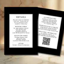 Black White Silver Wedding Detail Template QR Code