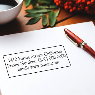 Black White Simple Address Rectangular Self-inking Stamp