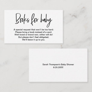 Black white simple Books for baby request Enclosure Card