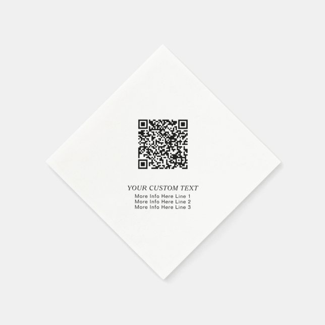 Black & White Simple Business QR Code Promotional Napkin (Corner)