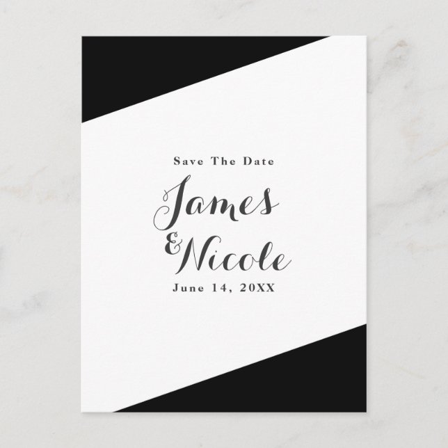 Black & White Simple Chic Elegant Save the Date Announcement Postcard (Front)
