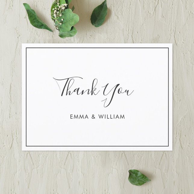 Black & White Simple Custom Thank You Flat Card (Creator Uploaded)