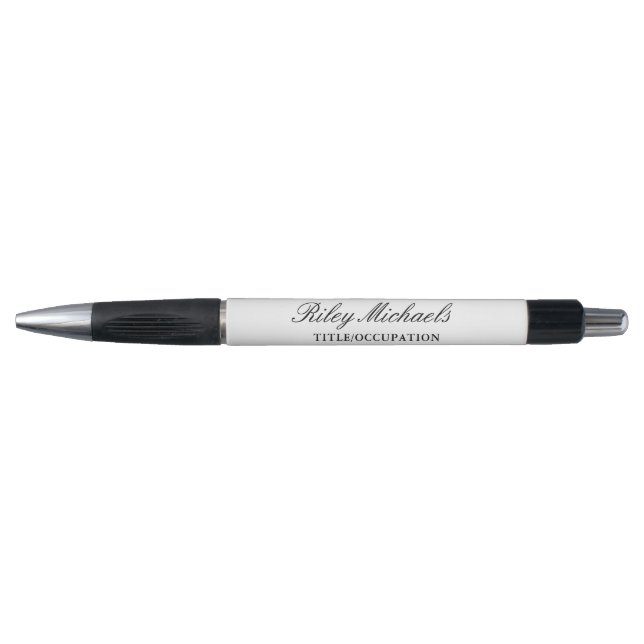 Black White Simple Elegant Monogram Name Title (Front)