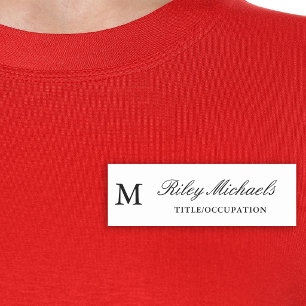 Black White Simple Elegant Monogram Name Title Tag