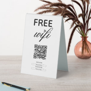 Black White Simple Free Wi-Fi QR Code Place