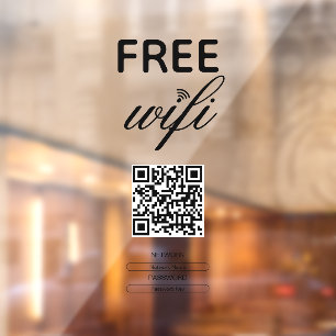 Black White Simple Free Wi-Fi QR Code Place