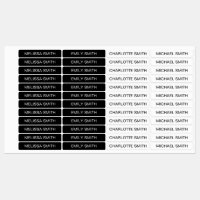 Black White Simple Kids Waterproof Name Labels
