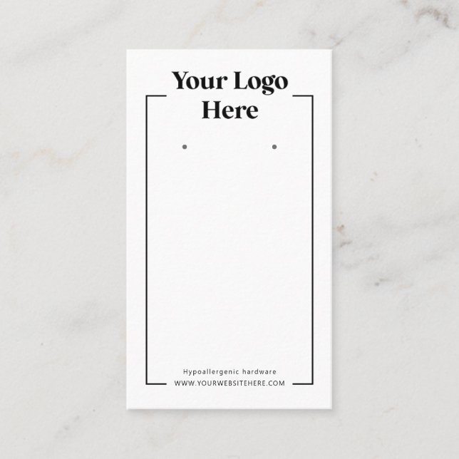 Black White Simple Logo Earring Display Card  (Front)
