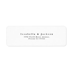 Black & White Simple Minimalist Chic Wedding Label Return Address Label