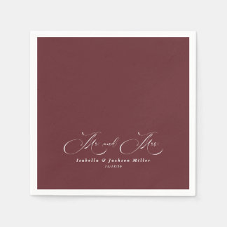 Black & White Simple Minimalist Elegant Wedding Napkin