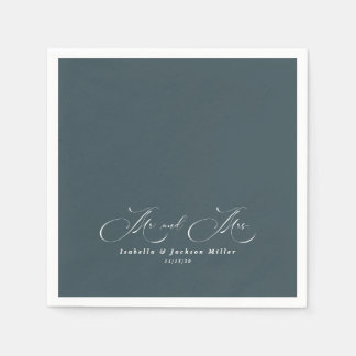 Black & White Simple Minimalist Elegant  Wedding Napkin