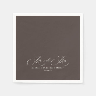 Black & White Simple Minimalist Elegant  Wedding Napkin