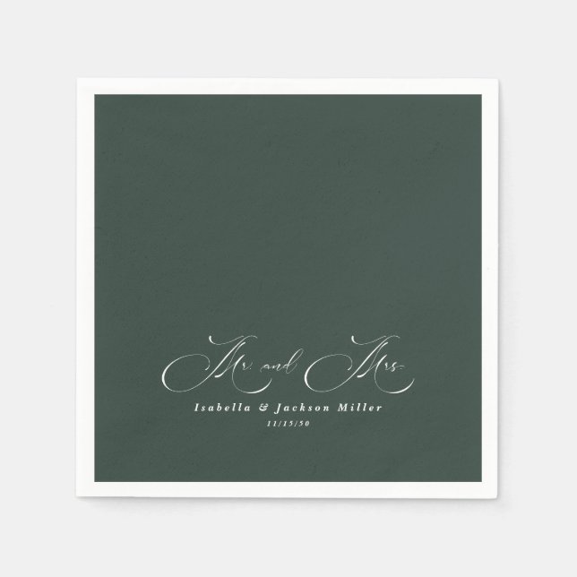 Black & White Simple Minimalist Elegant  Wedding Napkin (Front)