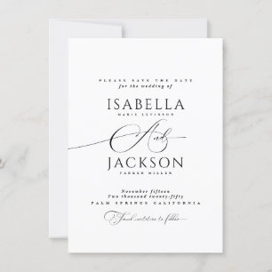 Black & White Simple Minimalist Modern Wedding Save The Date