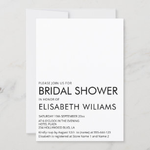 Black white simple minimalist trendy elegant invitation