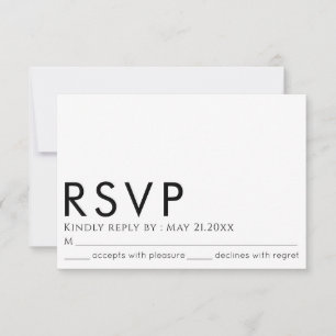 Black white simple minimalist trendy elegant RSVP card