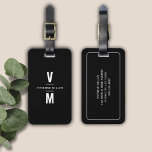 Black White Simple Modern Minimal Monogram Custom Luggage Tag<br><div class="desc">Black White Simple Modern Minimal Monogram Custom Luggage Tag</div>