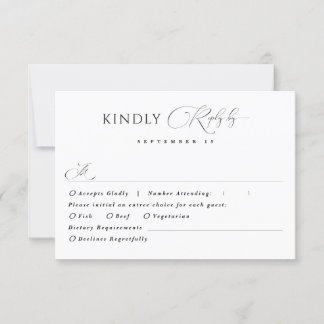 Black & White Simple Modern Minimalist Classic RSVP Card