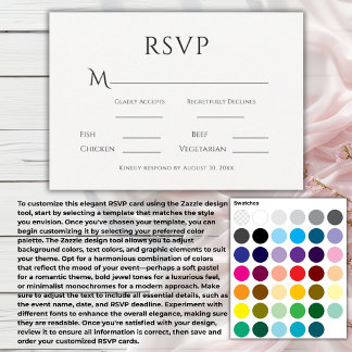 Black & White Simple Modern Wedding RSVP Card
