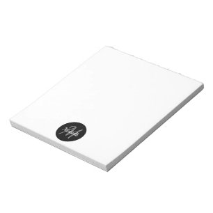 Black & White Simple Monogram Classic Trendy Notepad