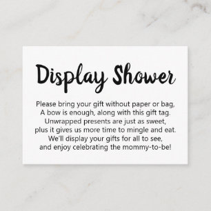 Black & White Simple No Wrap Display Baby Shower Enclosure Card