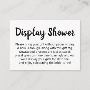 Black & White Simple No Wrap Display Bridal Shower Enclosure Card